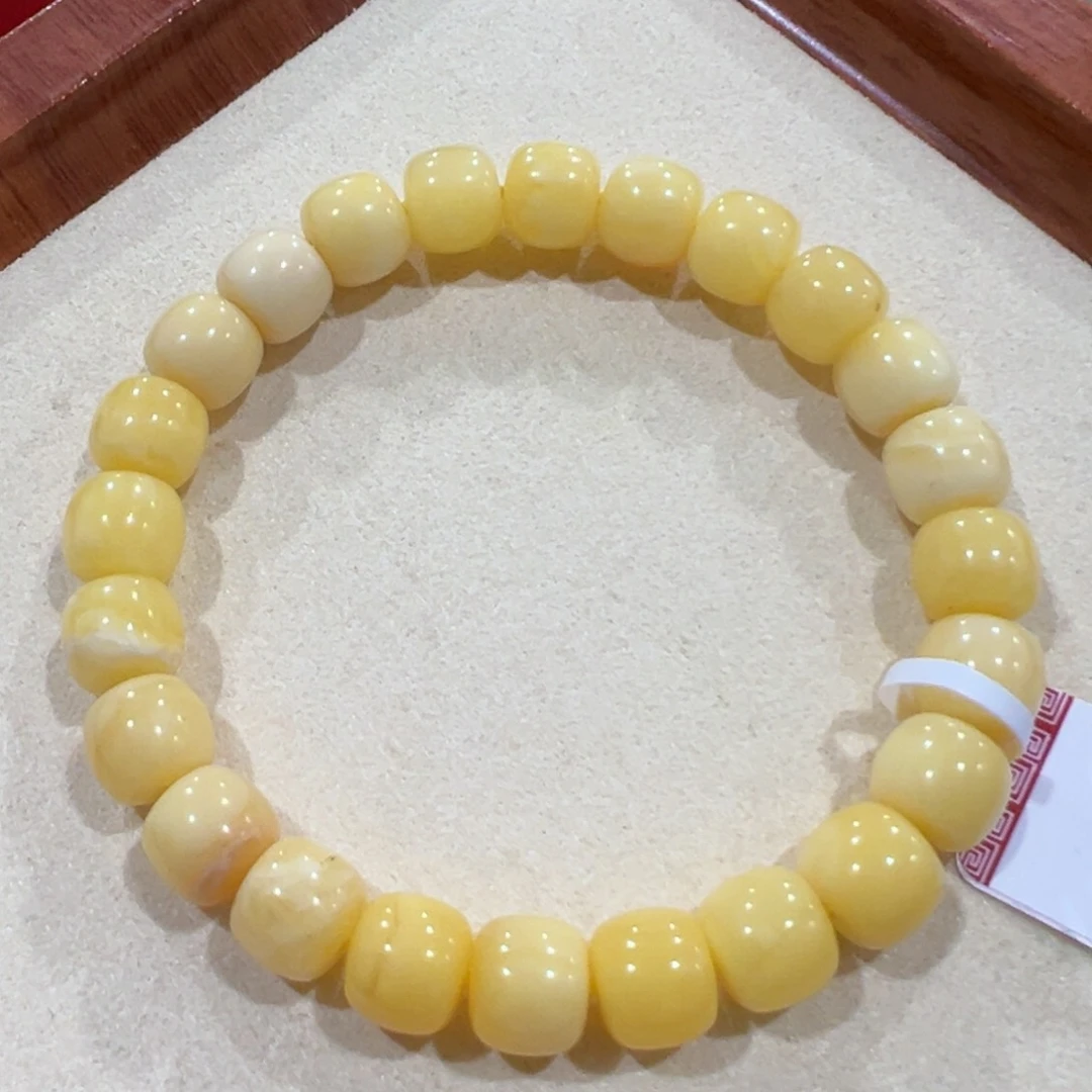 蜜蜡手链未镶嵌8.8m满蜡手串瑕