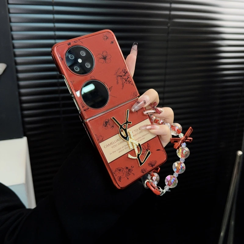 适用华为p50pocket手机壳新款pocket2套pockets新年小香风玫瑰女p