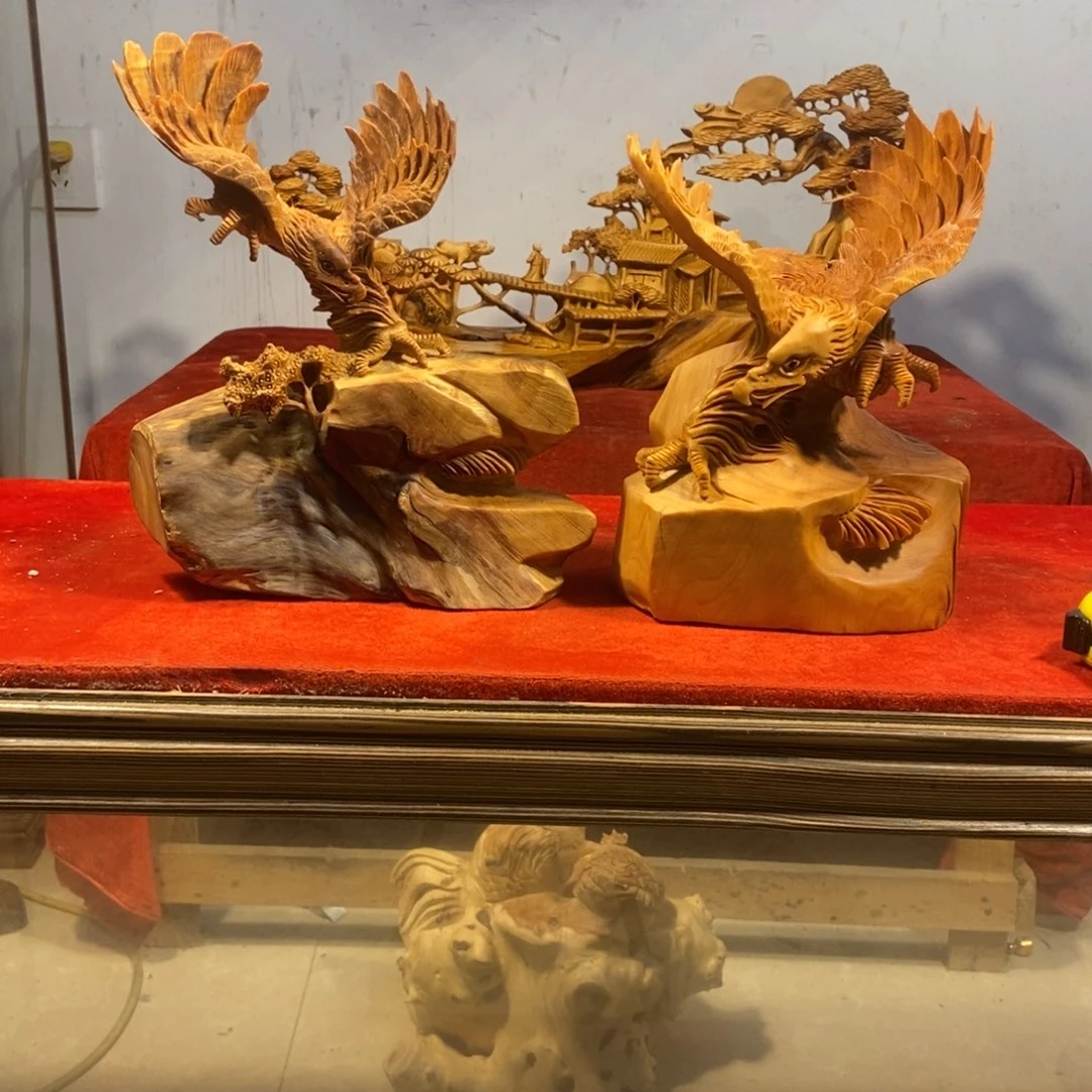 柏木（崖柏）劳****厂崖柏摆件（大展鸿图两件