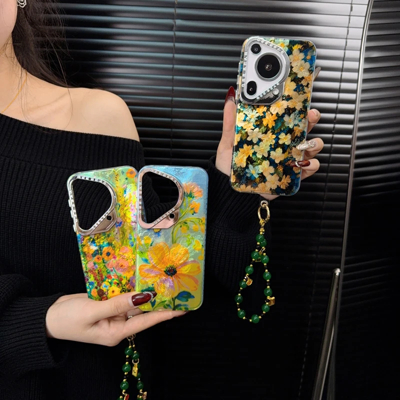 适用华为pura70ultra手机壳新款p70套p70pro套小众油画风花朵女款