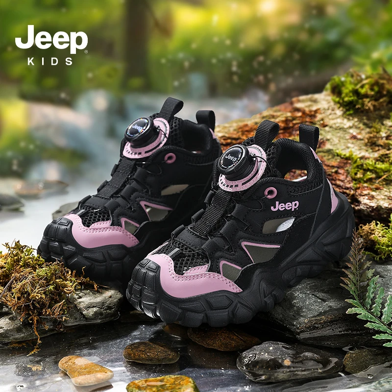 jeep童鞋厚底透气镂空沙滩鞋夏季女童男凉鞋包头软底运动鞋防滑