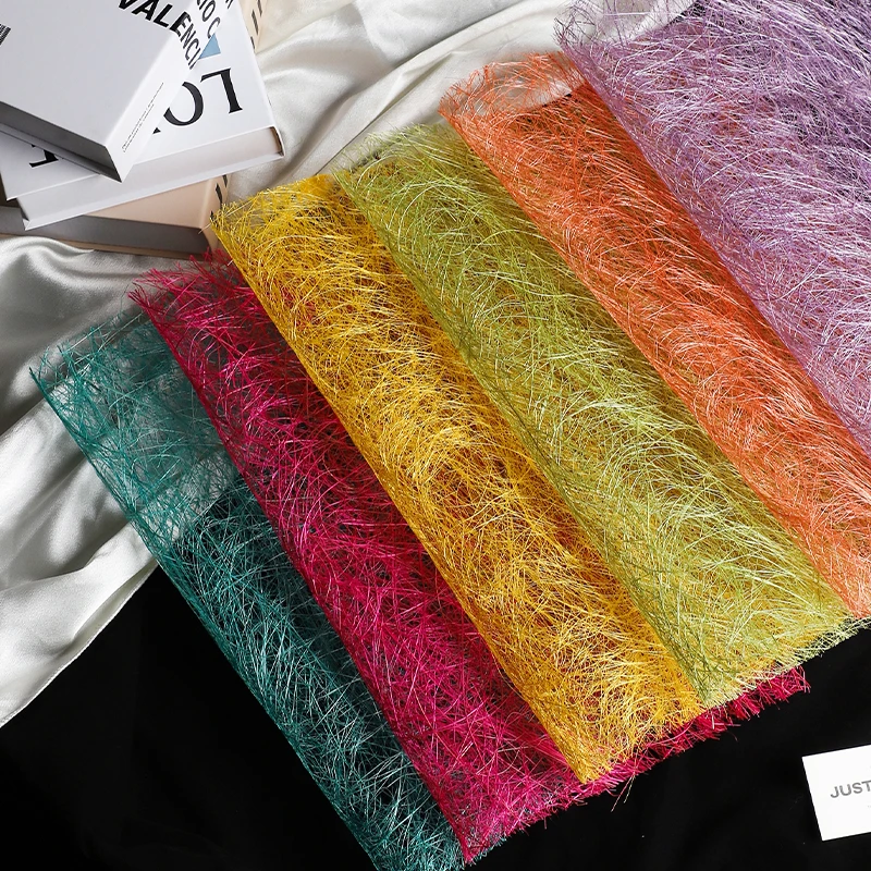 草编纤维麻丝花束包花纸鲜花创意包装纸花艺花店手工diy材料