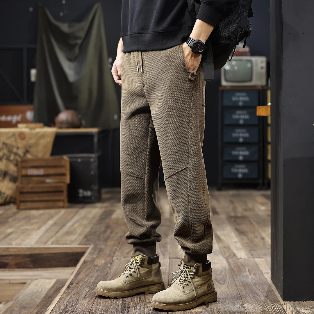 GS美式重磅工装休闲裤男款秋冬时尚潮牌个性宽松保暖束脚长裤子潮