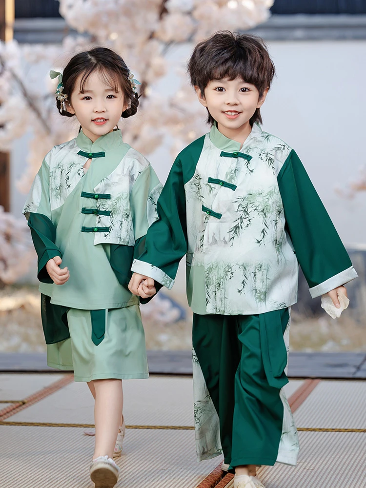（墨竹）男童汉服长袖中国风侠客风套装刺绣春夏款古风幼儿园