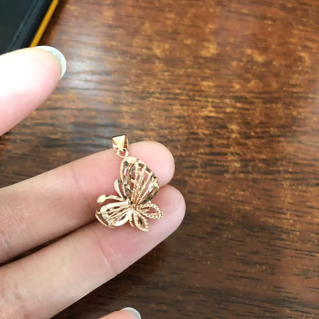 14k玫瑰金蝴蝶吊坠