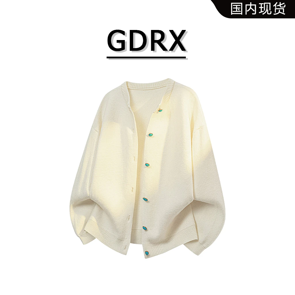 GDRX美式潮流圆领针织衫男2025春秋季新款宽松休闲高级感时尚外套