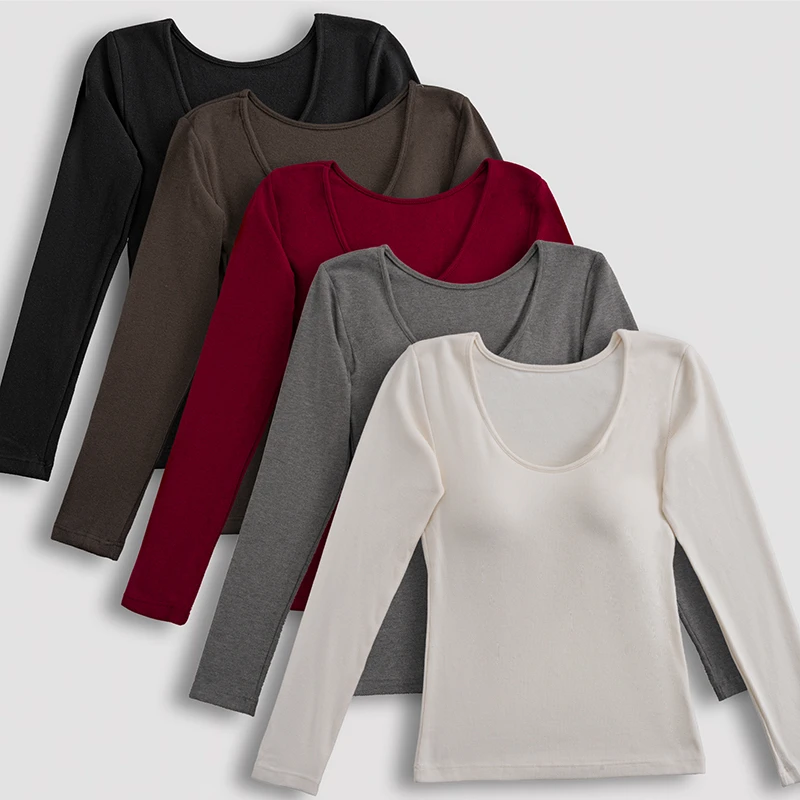 亲肤软糯高弹舒适自带胸垫保暖显瘦秋冬可单穿打底衫61627