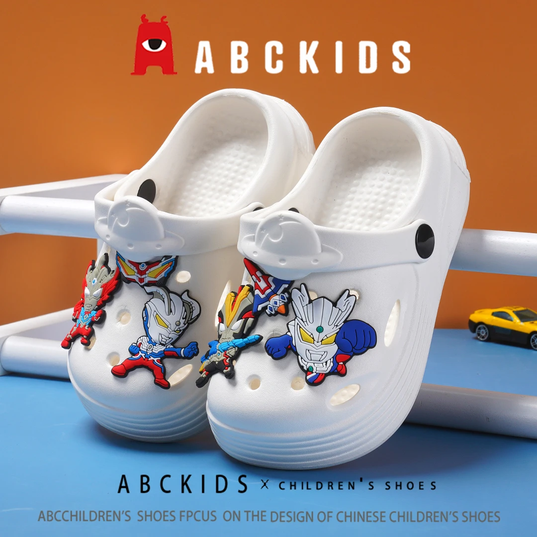 Abckids奥特曼儿童洞洞鞋男童拖鞋夏季卡通防滑凉鞋男孩沙滩凉拖