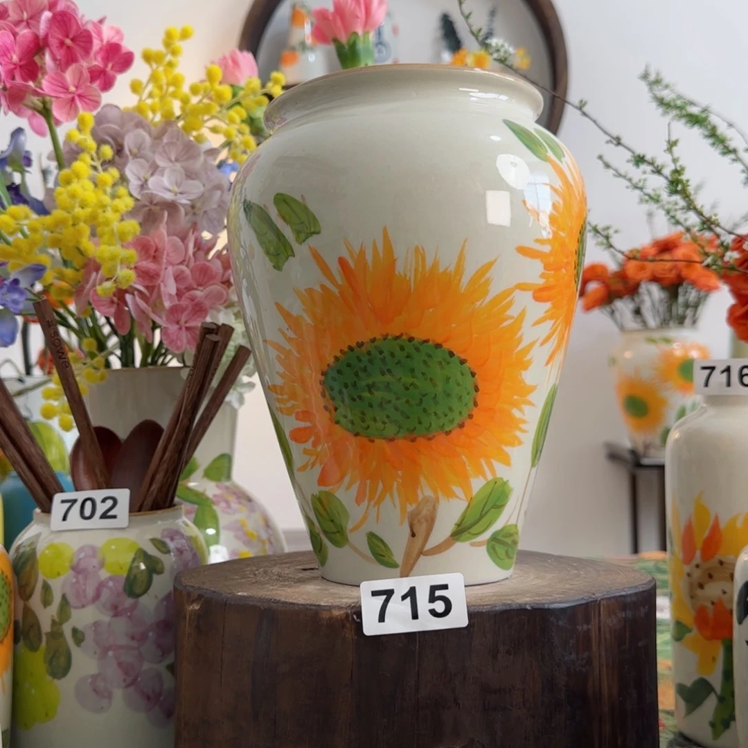 摆件景德镇陶瓷手绘小花瓶摆件无孔