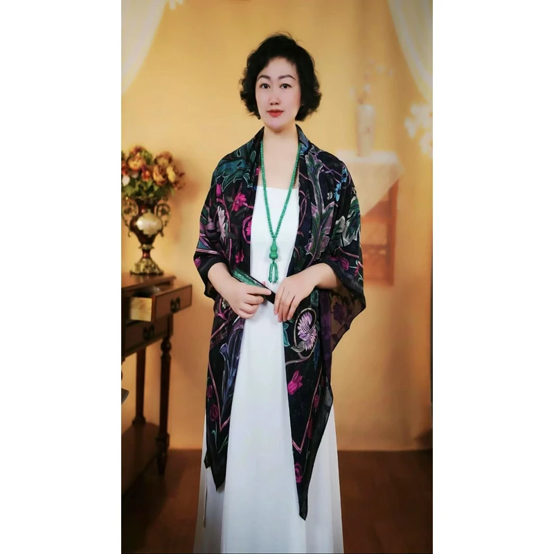 【郁金香剪花】春夏季新款女士百搭围巾方巾丝巾