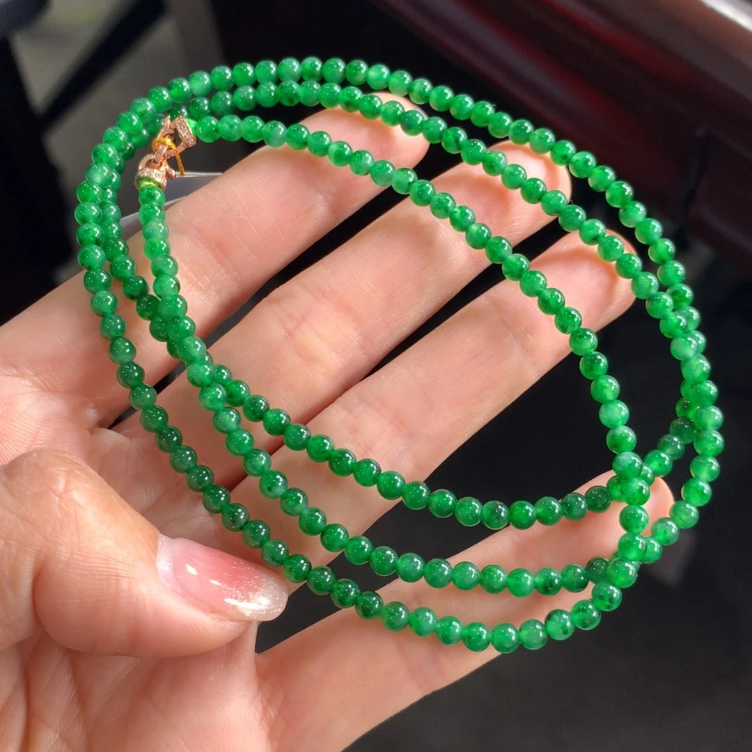 翡翠手链未镶嵌冰胶浓阳绿项链卡3.6