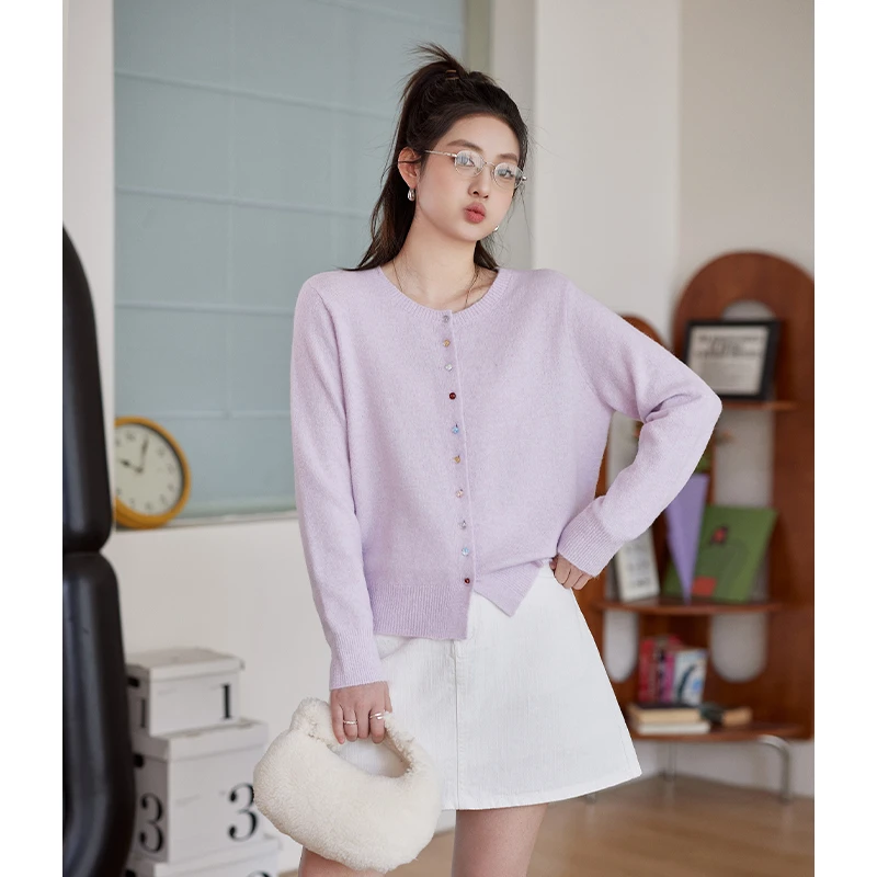 念念&李潇洒【少女的梦】微胖大码女春百搭显瘦圆领针织开衫