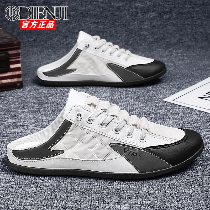 男鞋2025春季新款半拖男百搭透气豆豆鞋一脚蹬懒人潮鞋子