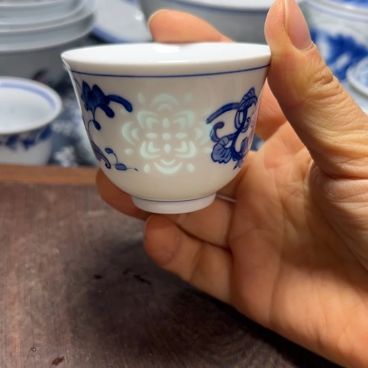 陶手绘雕刻功夫小茶杯