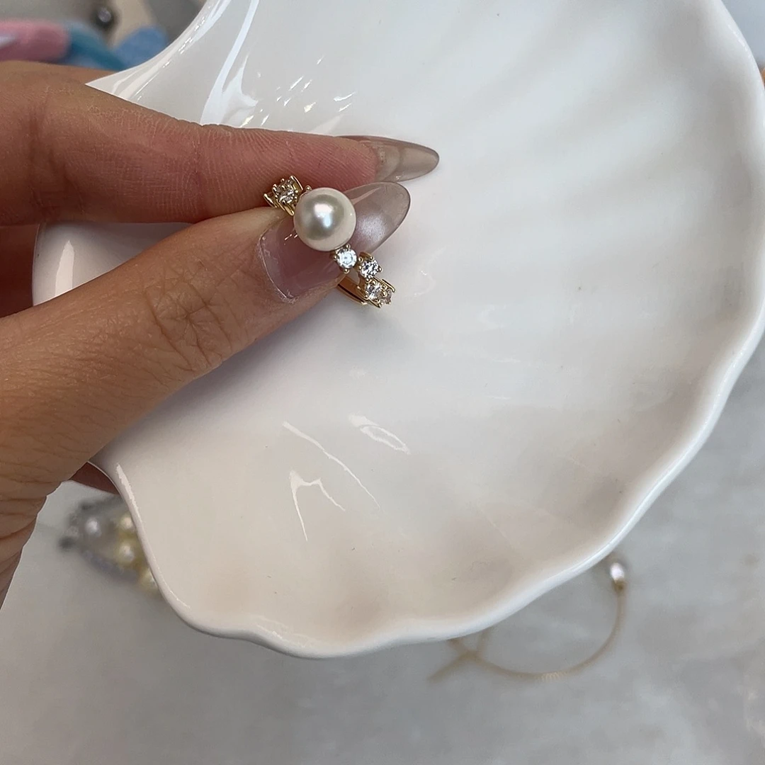 戒指海水珍珠银S925镶嵌