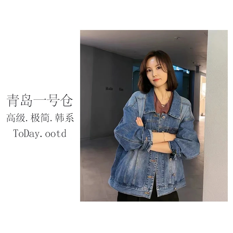 【不对称牛仔外套】韩国单！*LUCKY家早春新款复古外套通勤简约-069