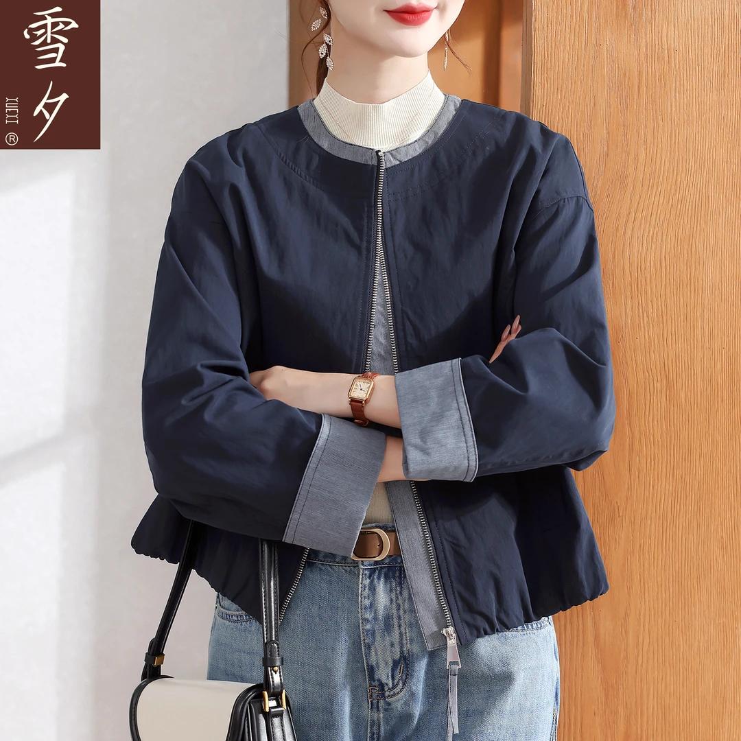 小个子妈妈秋装牛仔外套2025新款中老年女装宽松大码风衣短款穿搭