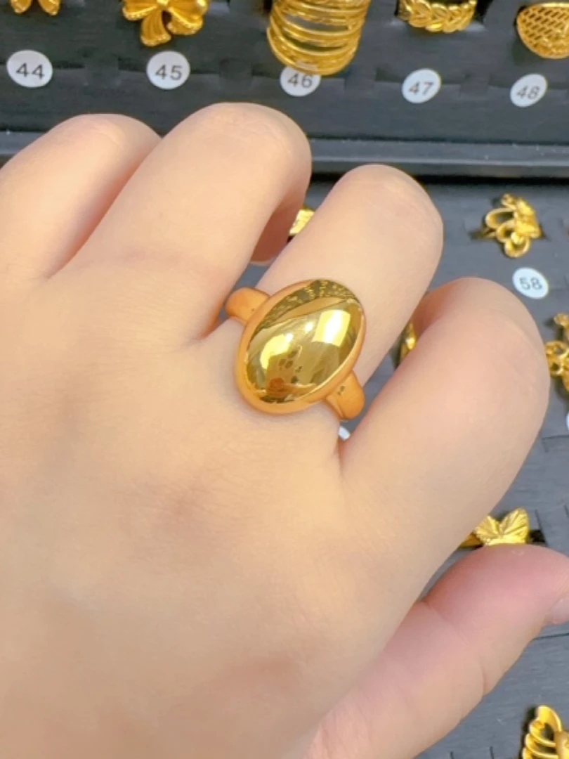 铜合金戒指 时尚简约开口可调节金色戒指秋冬新款20