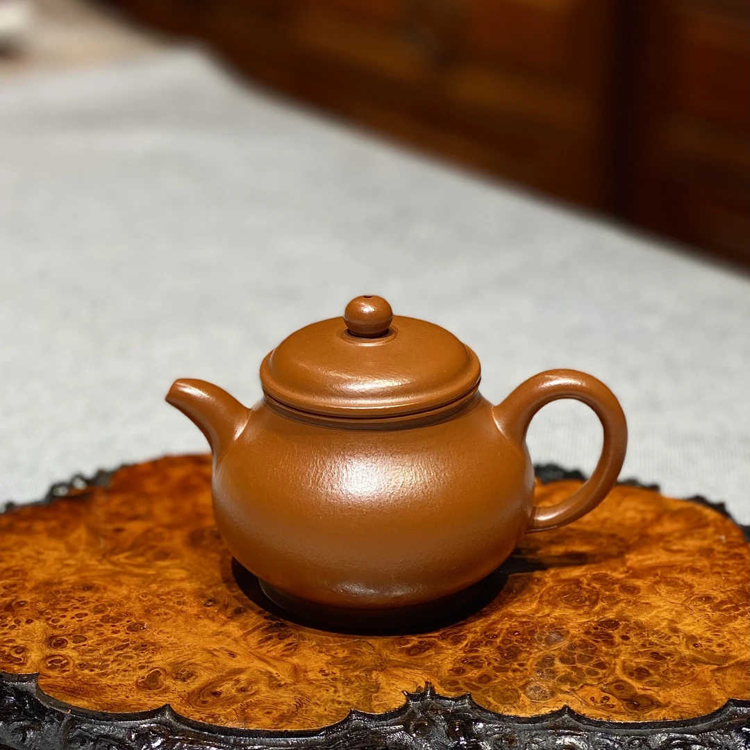 宜兴全手工紫砂壶潘壶160cc原矿小煤窑朱泥小品国潮中式泡茶壶