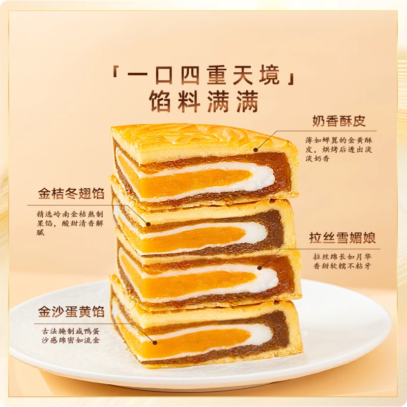 丽登【雪媚娘】广式水果软糯拉丝Q弹中秋月饼糕点送礼盒休闲零食