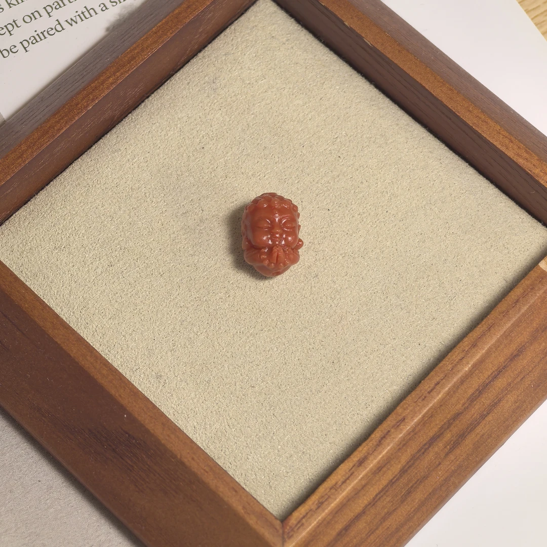 天然南红玛瑙宝宝佛通孔雕件（1粒）多样性发一