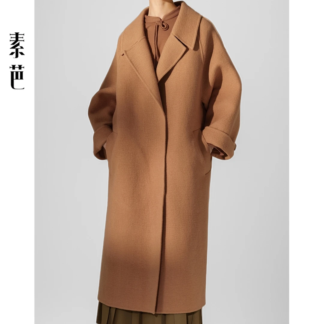 素芭经典气质双面呢大衣女冬季复古时尚休闲百搭保暖长外套SJ0778