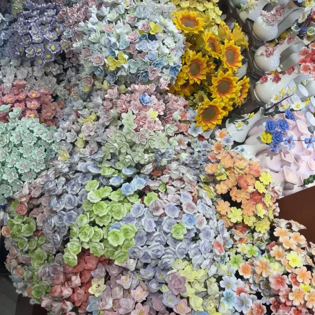 景德镇高温手工陶瓷花永生花仿真花客厅家居装饰摆件
