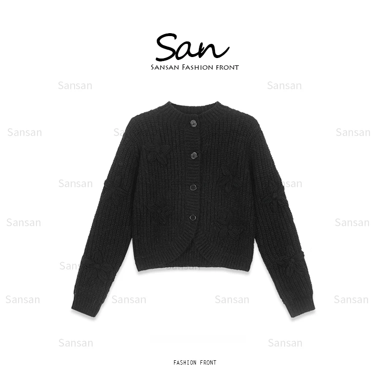 【SANSAN】韩版宽松百搭提花休闲开衫外套DY-10130