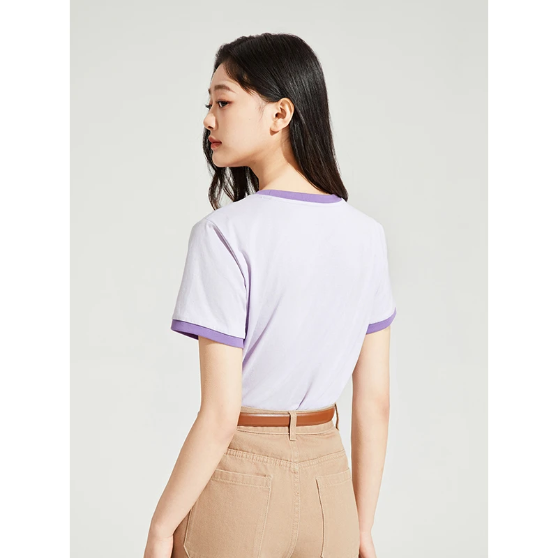 【T恤合集】热风2025年夏季新款女士撞色小图案T恤