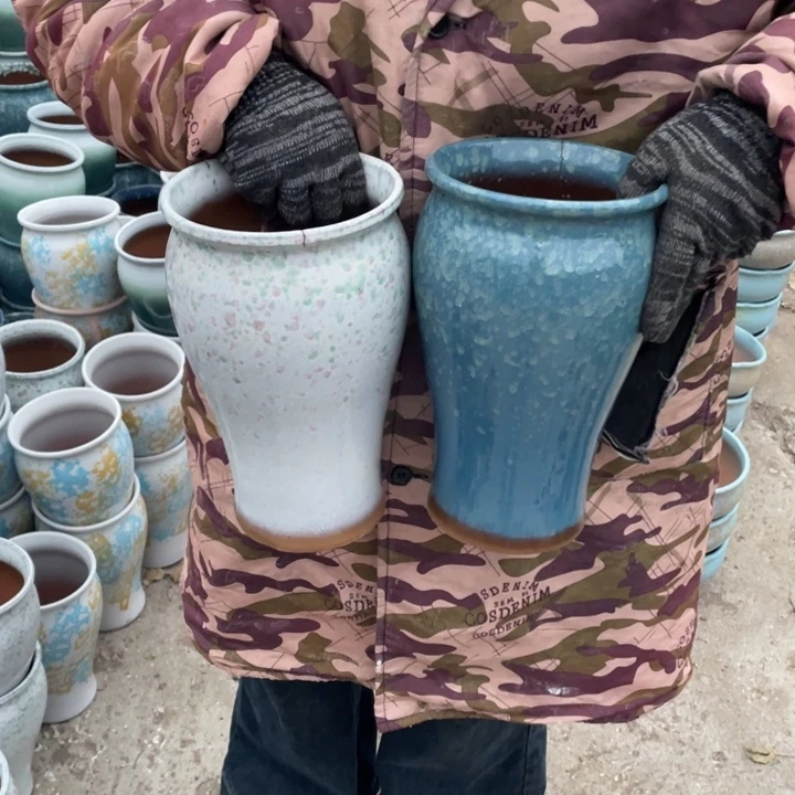 紫砂花盆口15高26瑕疵瑕疵