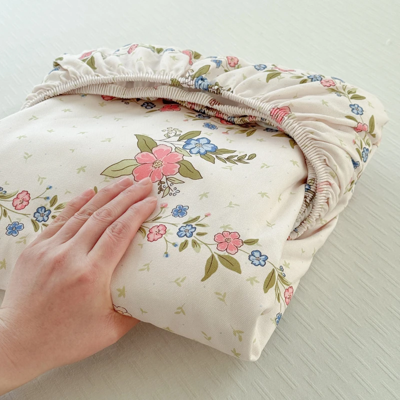 A类100%全棉粗布床笠加厚防滑单人抗皱床罩防尘罩纯棉老粗布床笠