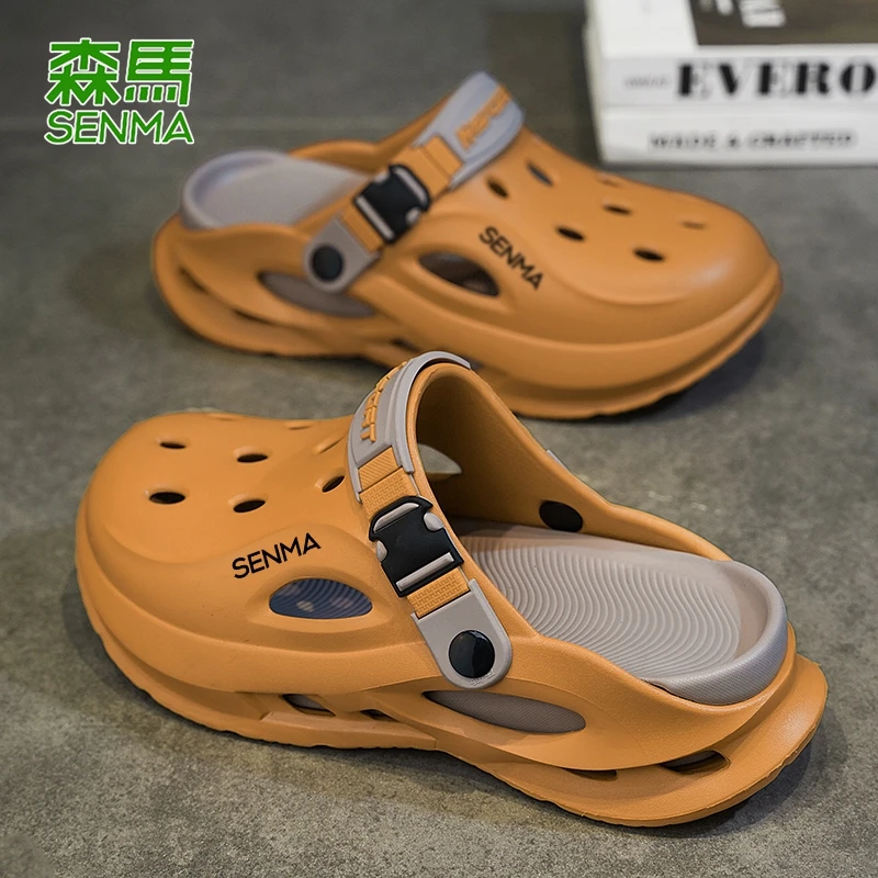 SENMA/森马洞洞鞋男2025新款夏季外穿防滑厚底运动包头拖沙滩凉鞋