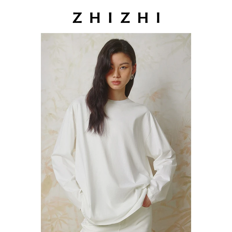 致知 思越人 欧若智性风圆领落肩休闲T恤女25春新款ZZ2ESWTZ023