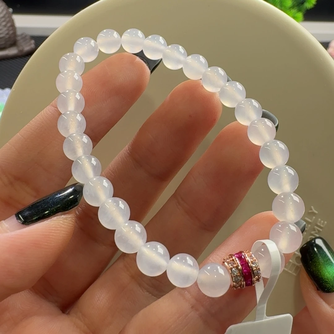 翡翠手链未镶嵌白月光手串卡6.1 纯净！白雪公主！漏！