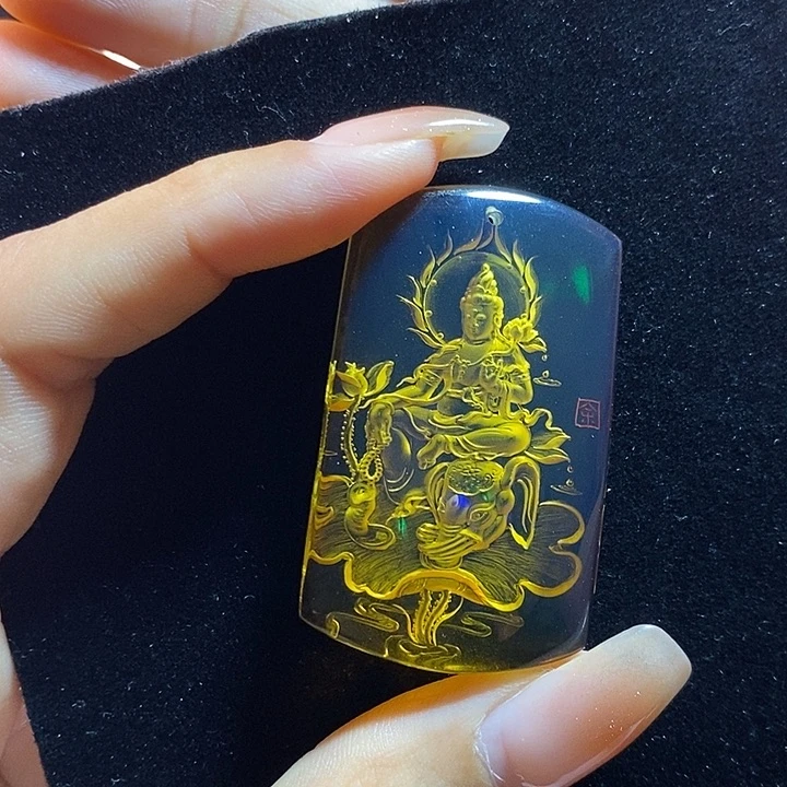 蓝珀未镶嵌珠宝奇石墨西哥蓝珀普贤