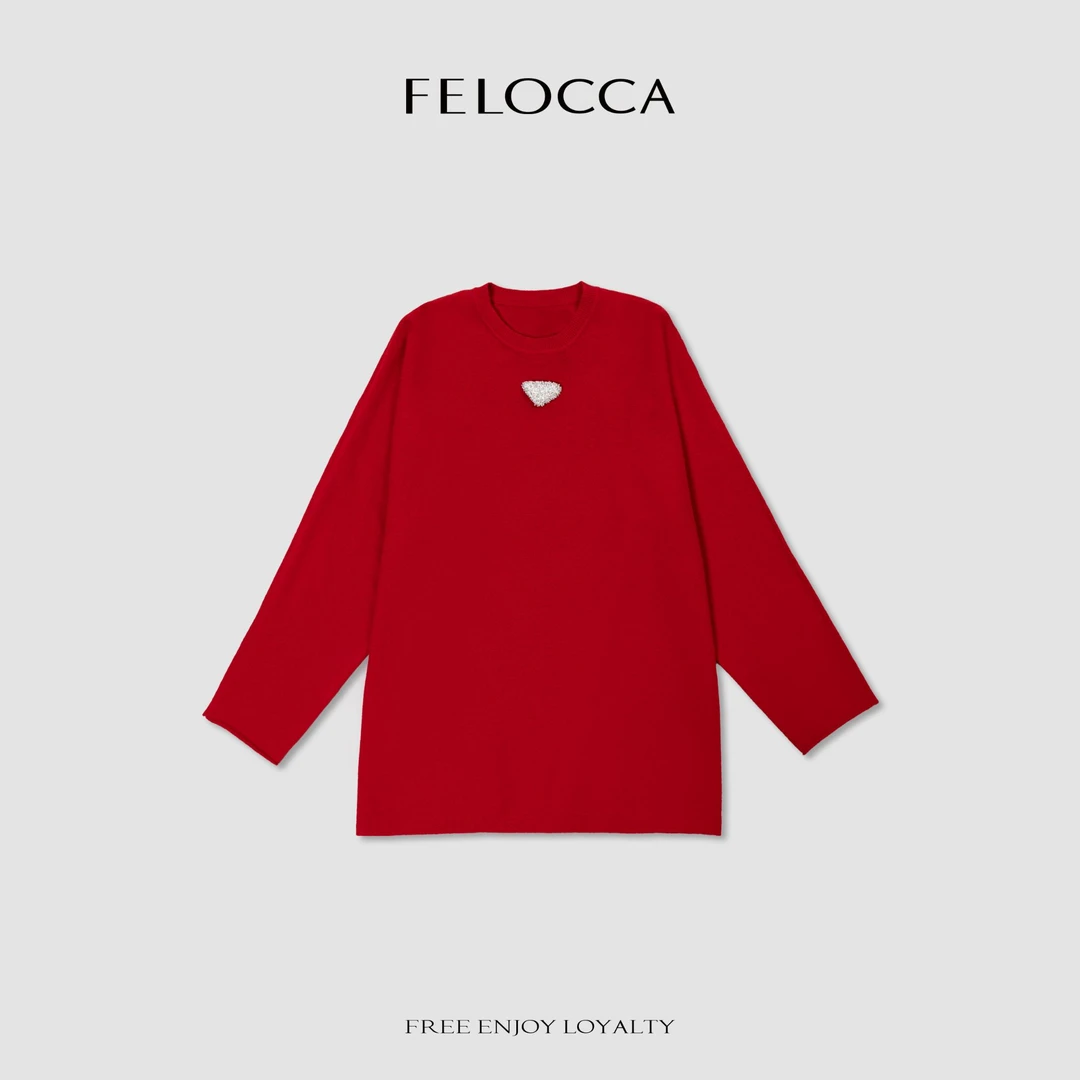 【FELOCCA】新款宽松百搭圆领套头长袖毛衣CC2624