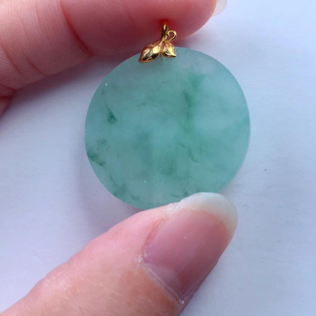 翡翠吊坠(不含链)18K金镶嵌