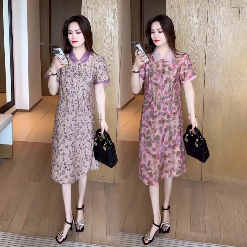 新款短袖连衣裙夏季2025今年流行时尚显瘦洋气质漂亮女装减龄裙子