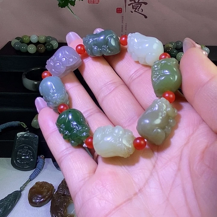 和田玉未镶嵌手链和田玉多宝貔貅手串