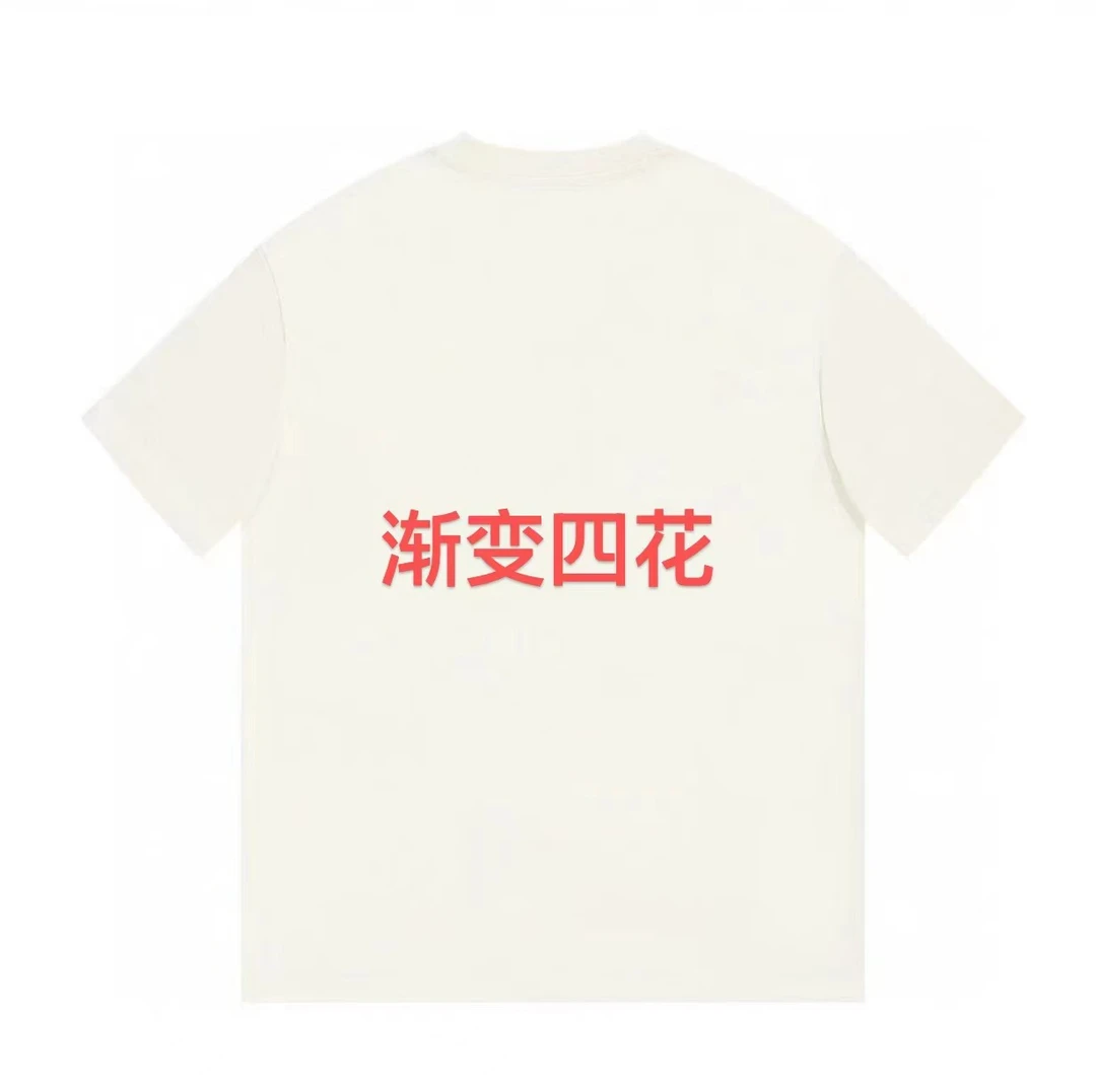 ML·沈闹闹 渐变四花 休闲设计师潮牌大版百搭短袖-T-D3048