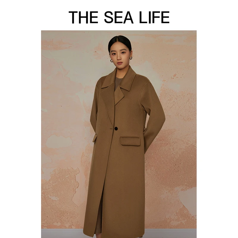 【美拉德】THESEALIFE欧海一生含羊绒大衣气质呢子外套茶色13316