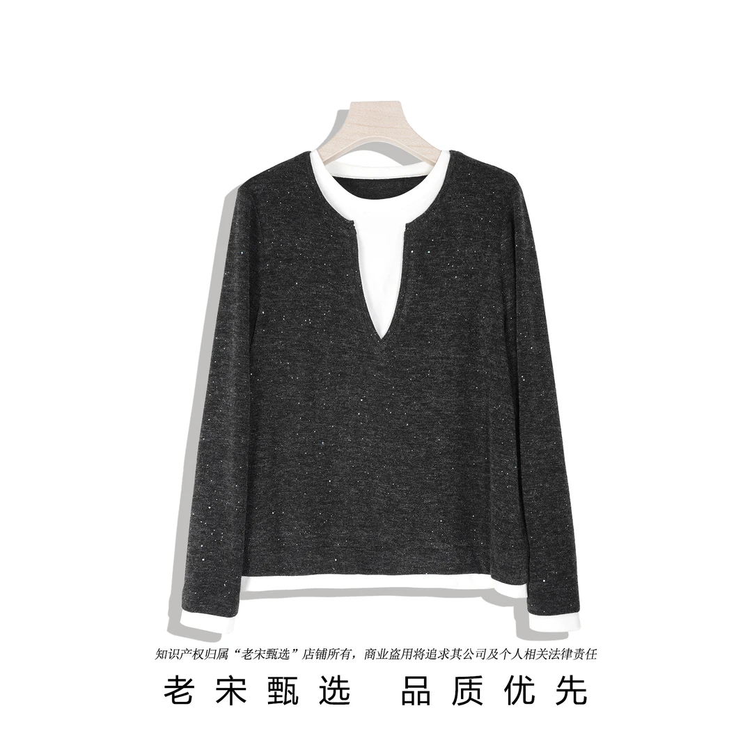 秋新款设计感假两件休闲时尚气质百搭修身显瘦女上衣919C233