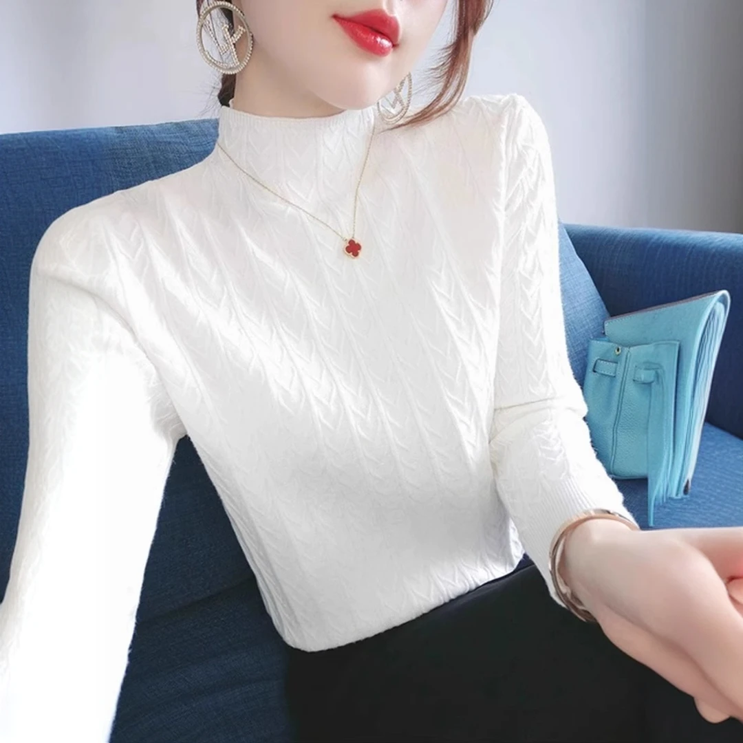 品质白色高领打底衫毛衣女秋冬2025新款时尚洋气内搭长袖针织上衣