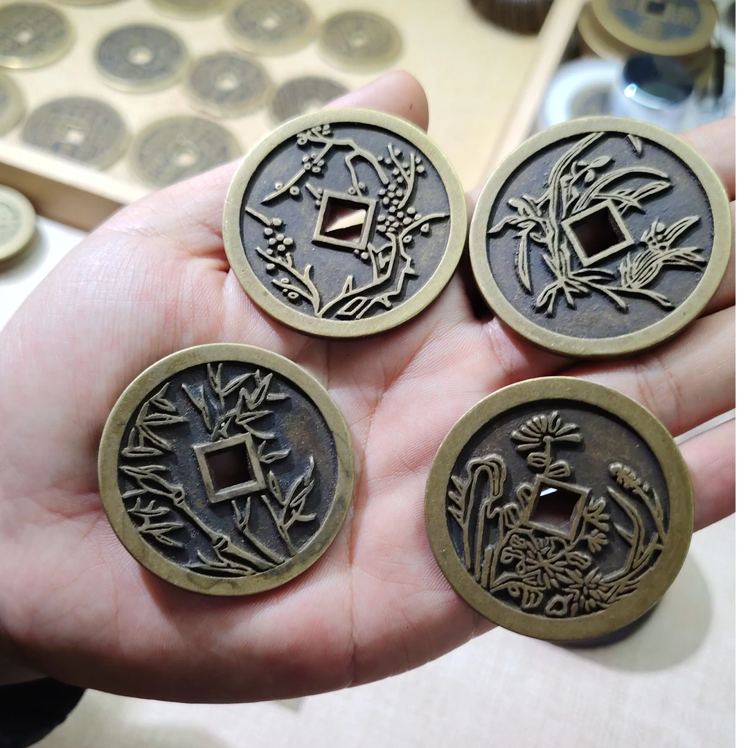 现代仿古文创品川炉梅兰竹菊套装4枚