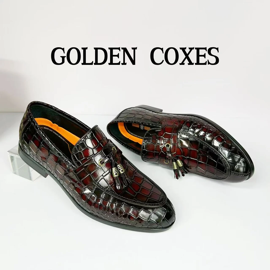 鳄鱼纹高级定制色流苏款男士皮鞋1870-11