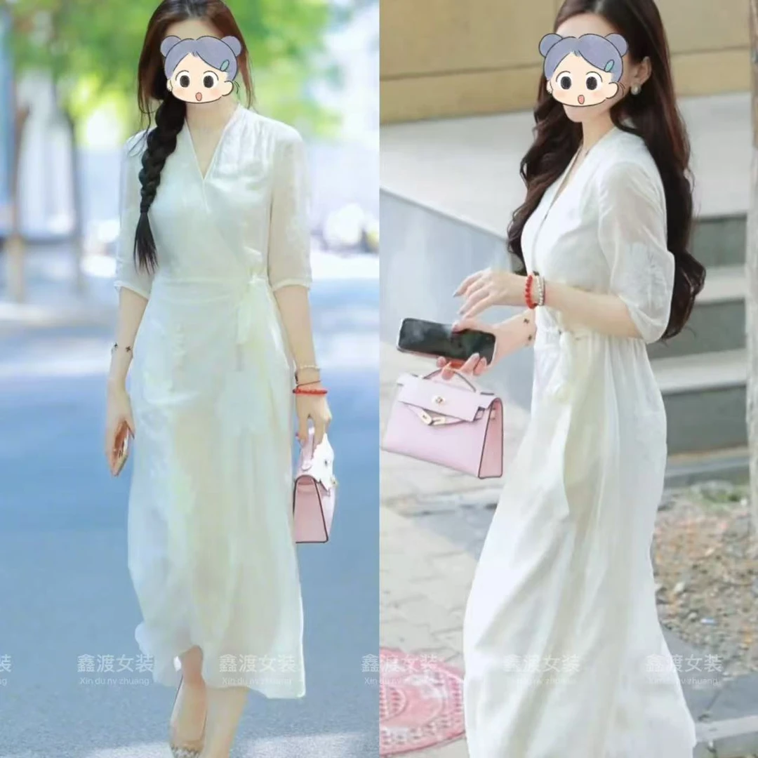 2025夏季新款时尚显瘦气质女士网红洋气连衣裙百搭款D9823