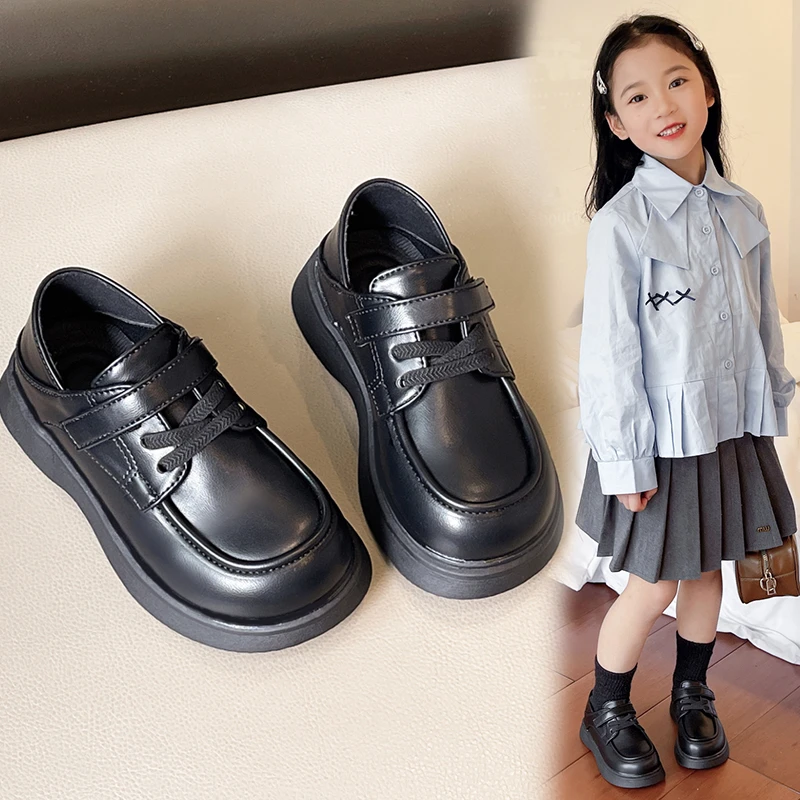 英伦风女童乐福鞋黑皮鞋演出皮鞋黑色女孩鞋子儿童礼服鞋主持人鞋
