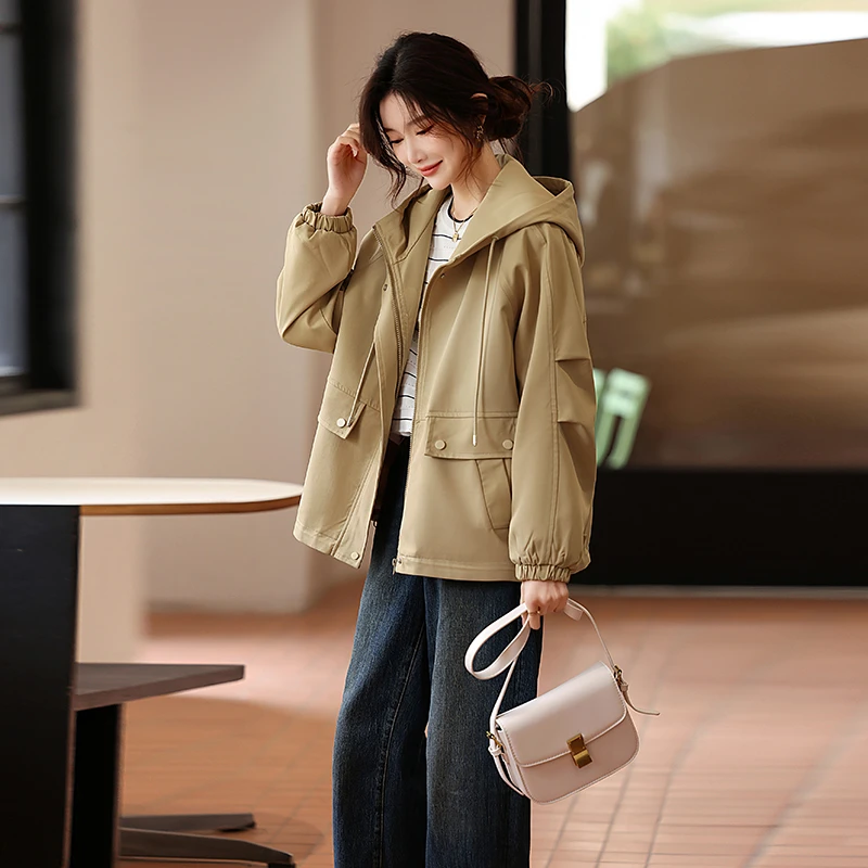 连帽宽松大码休闲时尚韩版外套女2025秋季新款百搭气质长袖上衣女