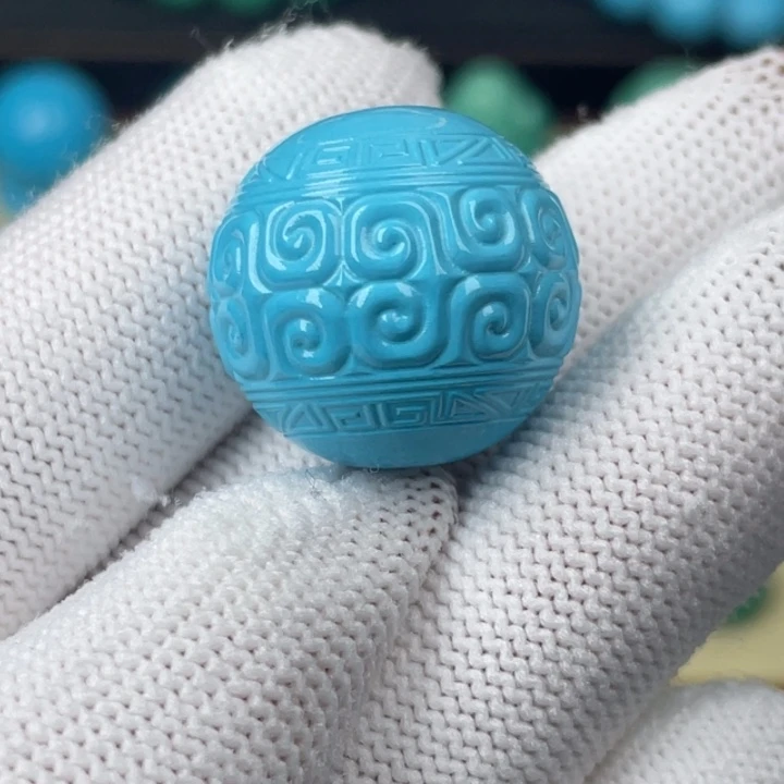 高瓷蓝20.8mm回纹圆珠