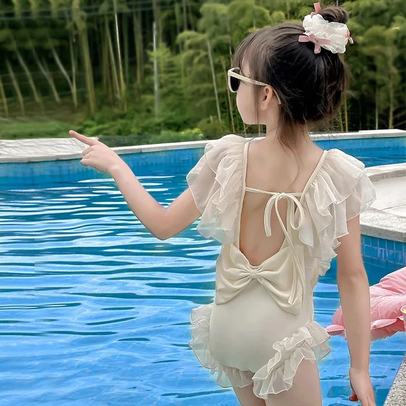 女童泳衣2025夏季新款洋气小女孩连体速干甜美泡温泉泳装游泳衣服
